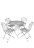 Charles Bentley Rustic Wrought Iron Outdoor Grey Bistro Set 5 Piece (4 Seater) - One Size Image 2