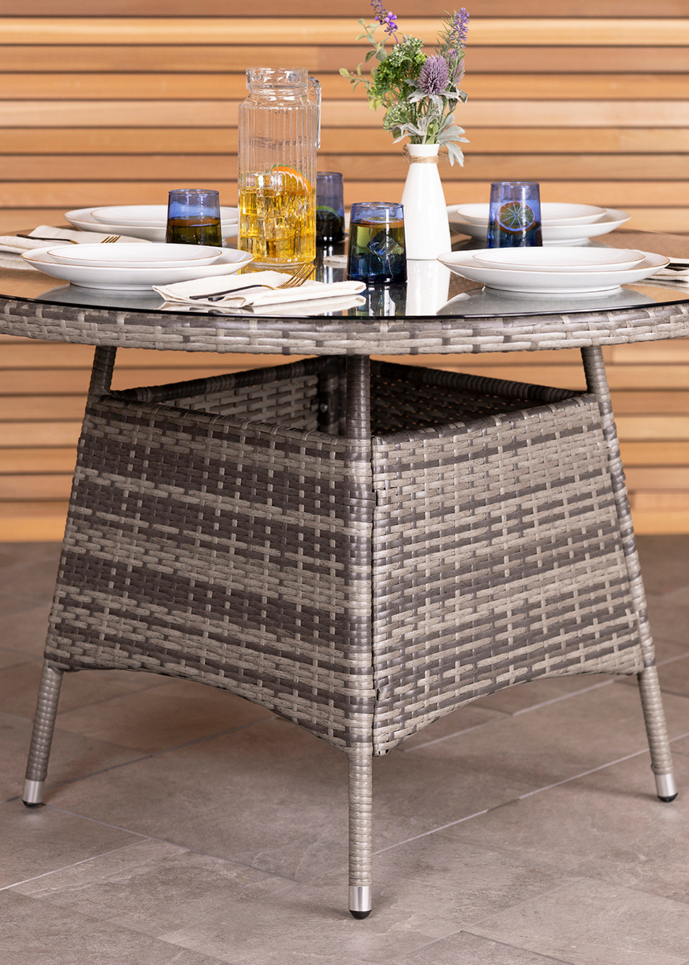 Charles Bentley Garden Outdoor Rattan Grey Dining Set (4 Piece) - One Size Image 4