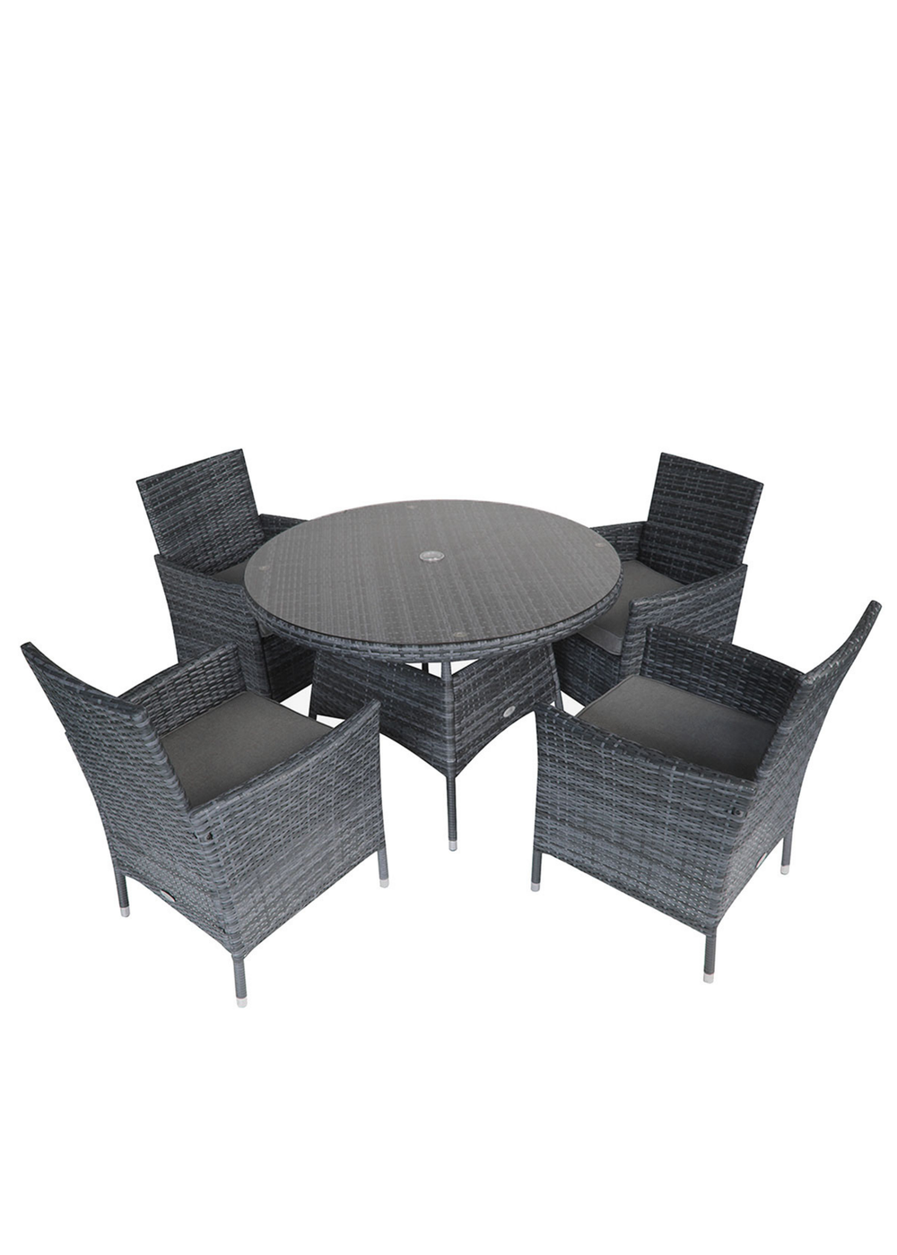 Charles Bentley Garden Outdoor Rattan Grey Dining Set (4 Piece) - One Size Image 2