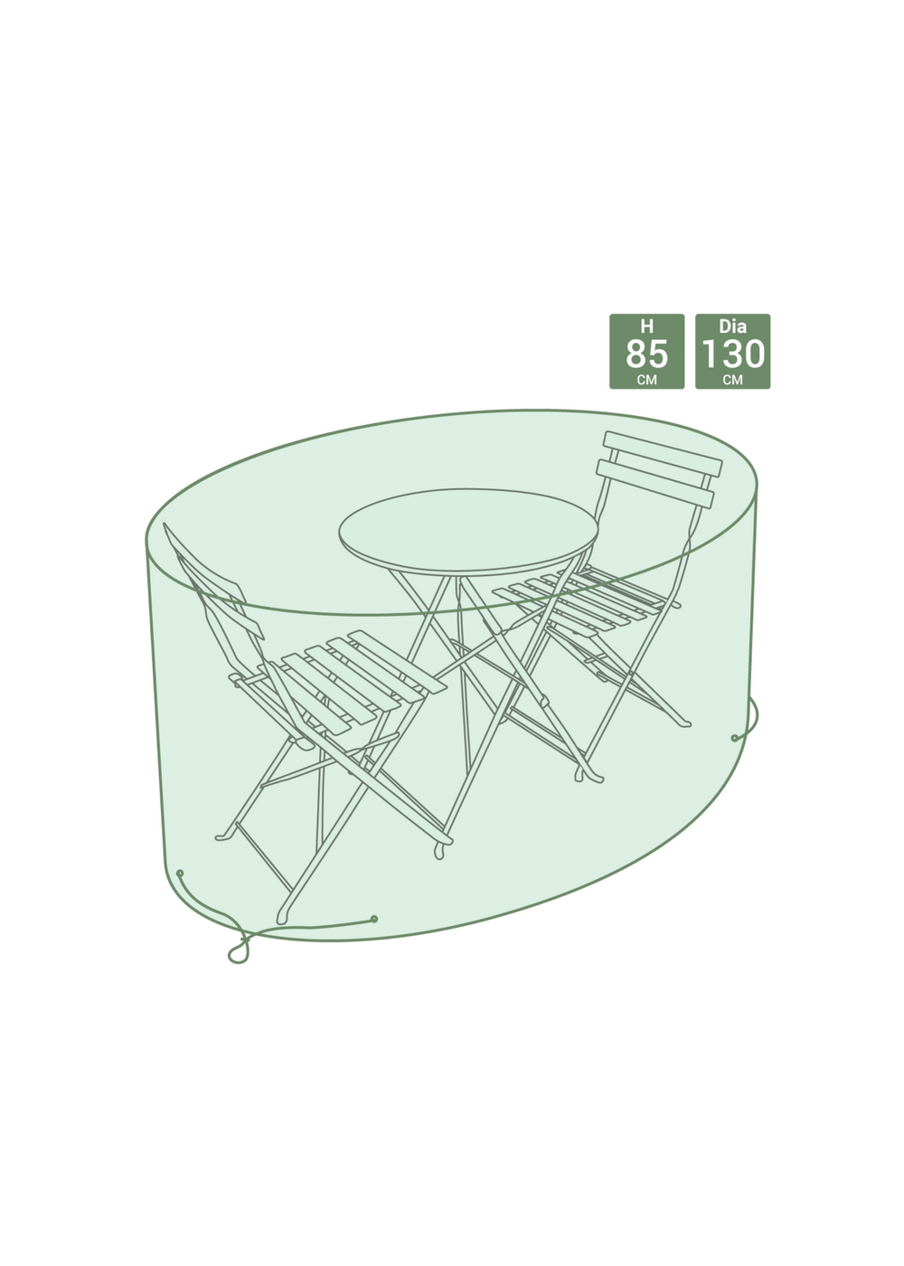 Charles Bentley Small Furniture Bistro Set Green Cover (Dia. 130 x H85cm) - Small Image 2