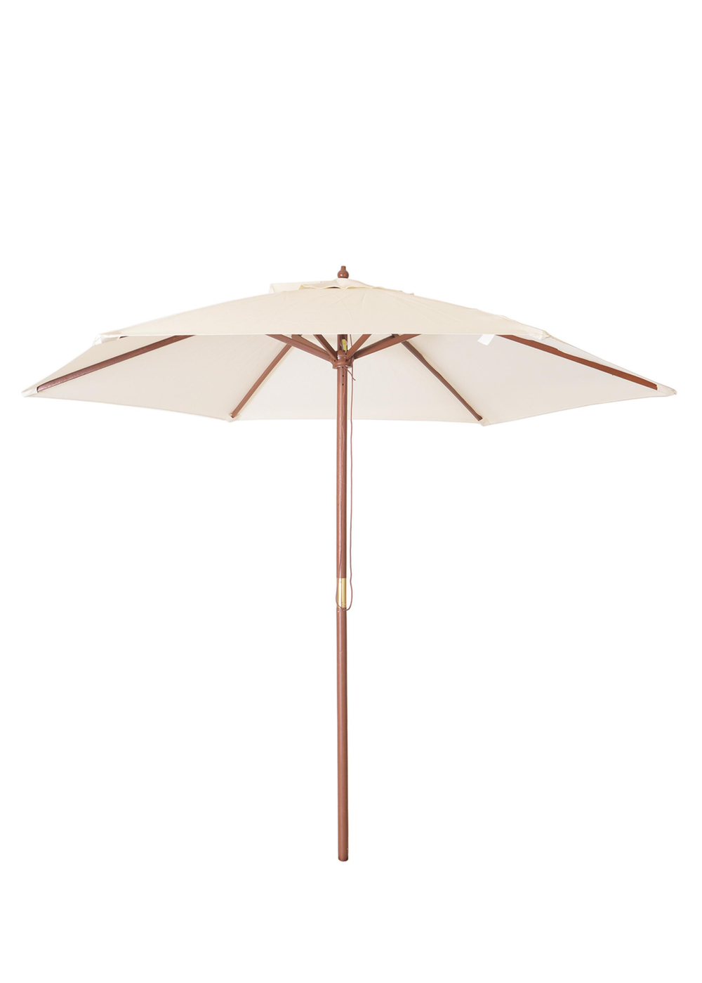 Charles Bentley Large Wooden Garden Beige Patio Parasol Shade Umbrella (2.4M, 38mm Pole) - One Size Image 2