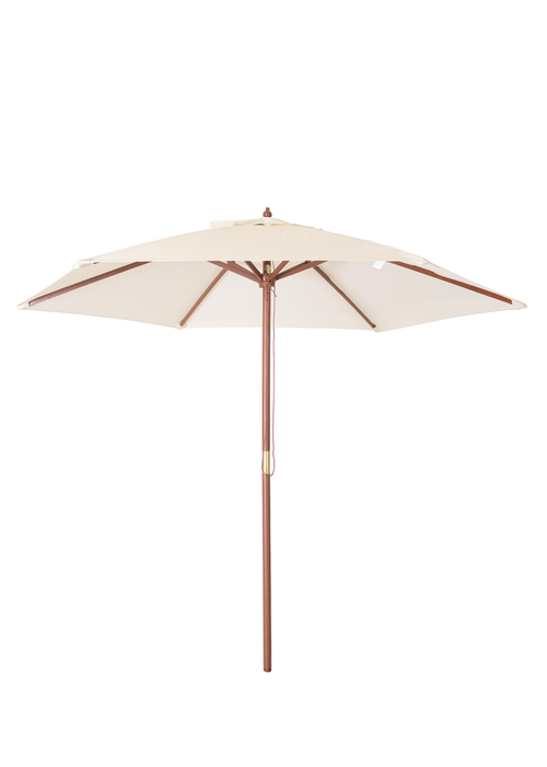 Charles Bentley Large Wooden Garden Beige Patio Parasol Shade Umbrella (2.4M, 38mm Pole) - One Size Image 2
