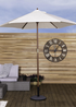 Charles Bentley Large Wooden Garden Beige Patio Parasol Shade Umbrella (2.4M, 38mm Pole) - One Size Image 1
