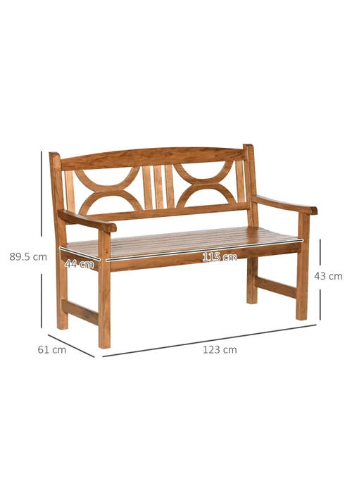 Outsunny Natural 2-Seater Chair Wooden Garden Bench - One Size Image 3