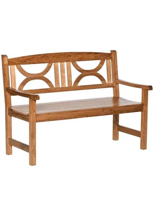 Outsunny Natural 2-Seater Chair Wooden Garden Bench - One Size Image 2