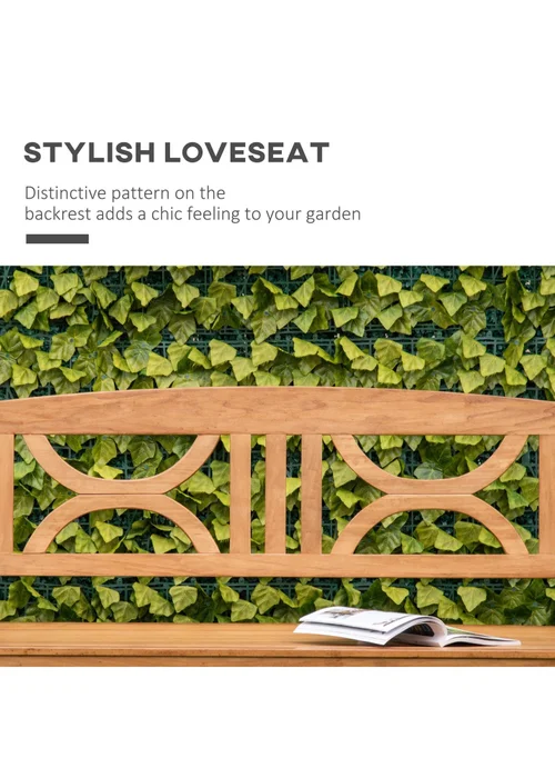 Outsunny Natural 2-Seater Chair Wooden Garden Bench - One Size Image 4