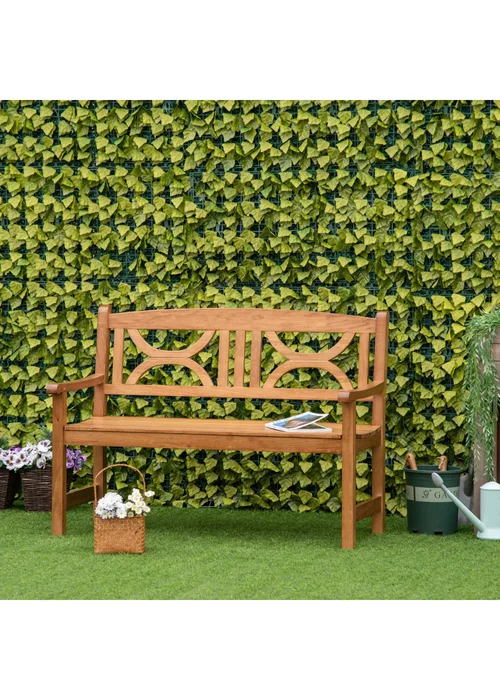 Outsunny Natural 2-Seater Chair Wooden Garden Bench - One Size Image 1