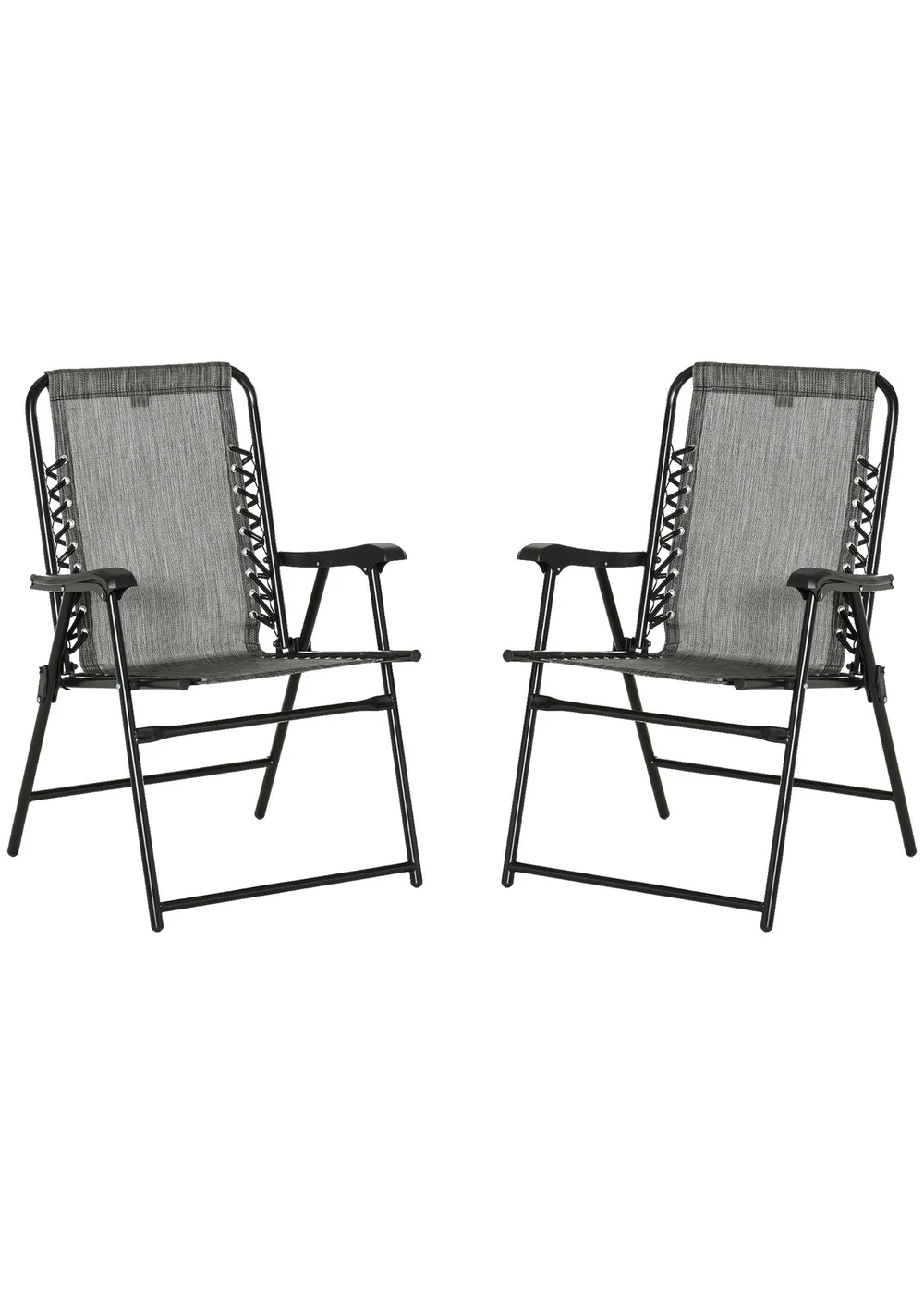 Outsunny Grey Folding Chair Set for Camping Lawn Set of 2 - One Size Image 2