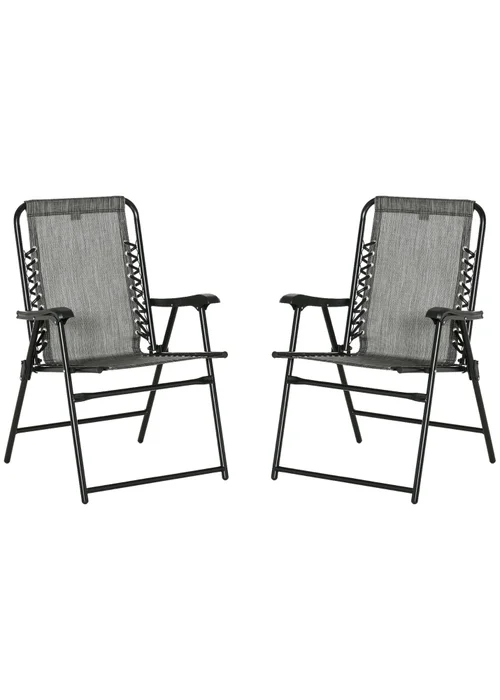 Outsunny Grey Folding Chair Set for Camping Lawn Set of 2 - One Size Image 2