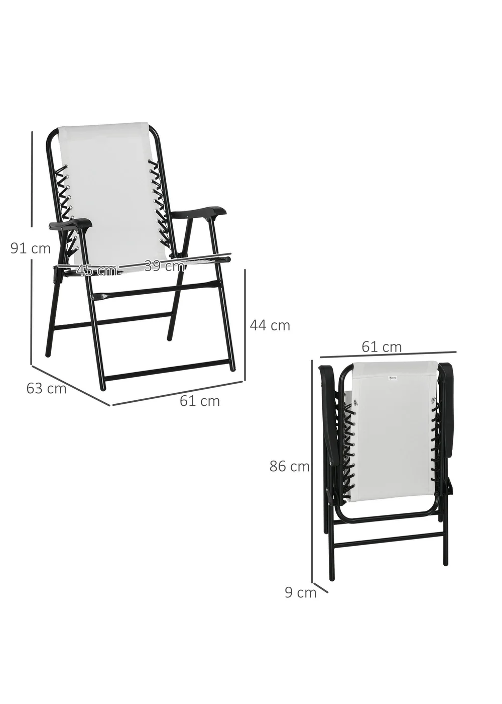 Outsunny Cream Folding Chair Set for Camping Lawn Set of 2 - One Size Image 3