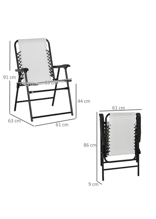 Outsunny Cream Folding Chair Set for Camping Lawn Set of 2 - One Size Image 3