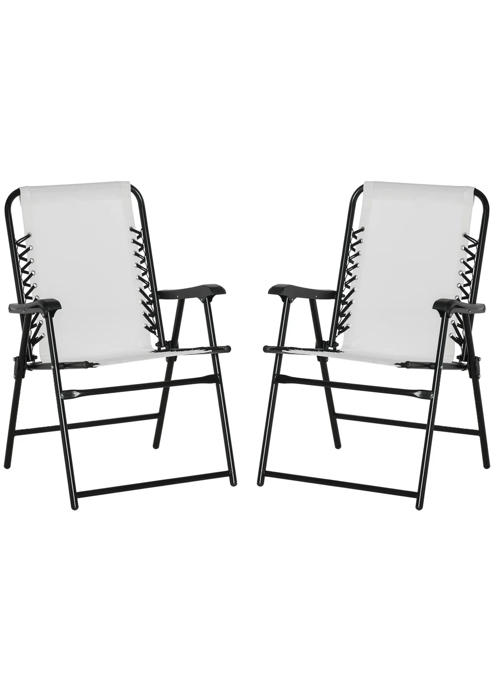 Outsunny Cream Folding Chair Set for Camping Lawn Set of 2 - One Size Image 1