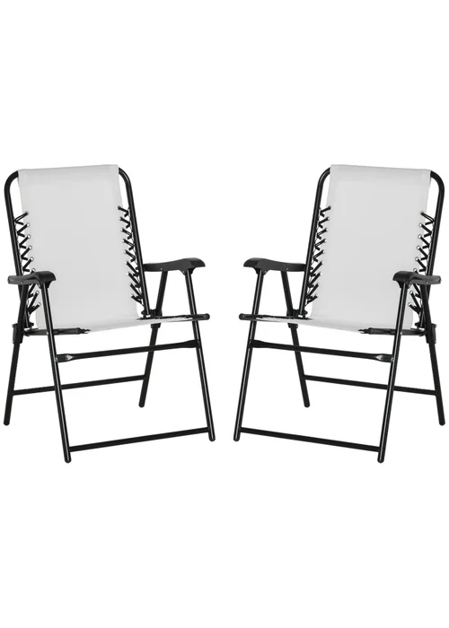 Outsunny Cream Folding Chair Set for Camping Lawn Set of 2 - One Size Image 1