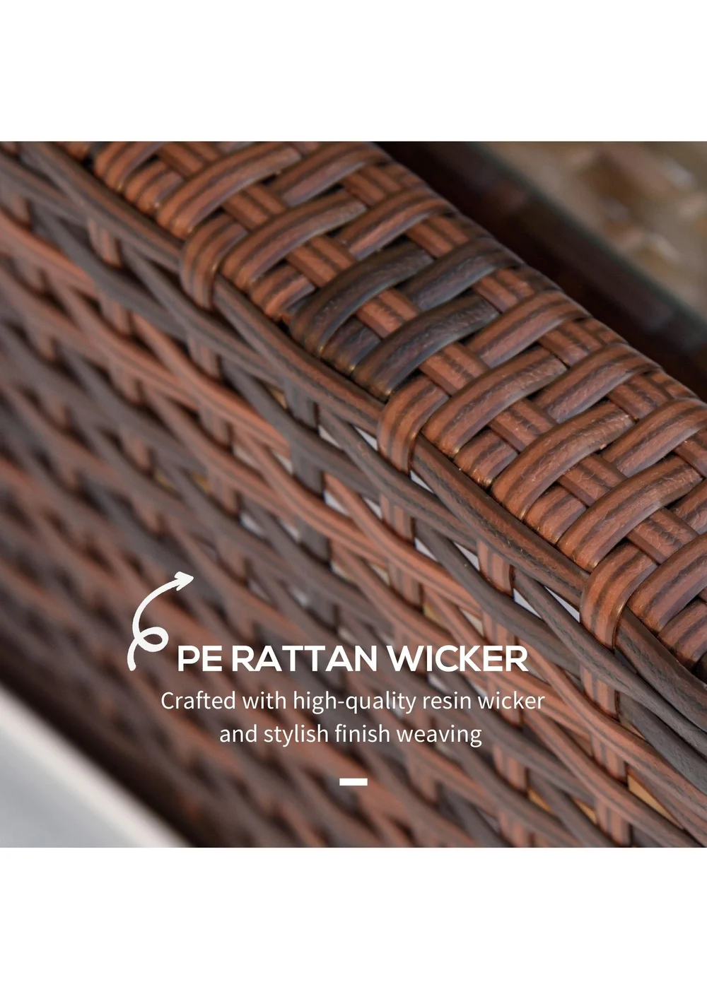 Outsunny Brown Outdoor Rattan Sofa with Chairs Table Cushion 3 PC - One Size Image 5