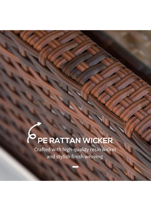 Outsunny Brown Outdoor Rattan Sofa with Chairs Table Cushion 3 PC - One Size Image 5