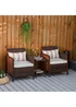 Outsunny Brown Outdoor Rattan Sofa with Chairs Table Cushion 3 PC - One Size Image 1