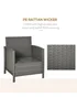Outsunny Grey Outdoor Rattan Sofa with Chairs Table Cushion 3 PC - One Size Image 5
