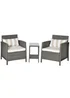 Outsunny Grey Outdoor Rattan Sofa with Chairs Table Cushion 3 PC - One Size Image 2