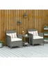 Outsunny Grey Outdoor Rattan Sofa with Chairs Table Cushion 3 PC - One Size Image 1