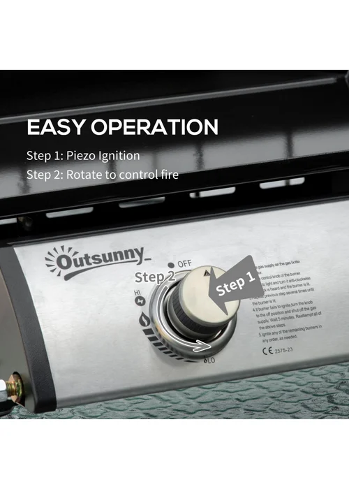 Outsunny Silver 6kW Portable Gas Plancha BBQ Grill - One Size Image 5