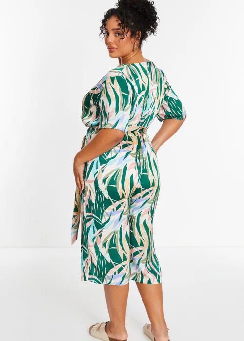 Quiz Multi Curve Tropical Wrap Culotte Jumpsuit - Size 16 Image 2