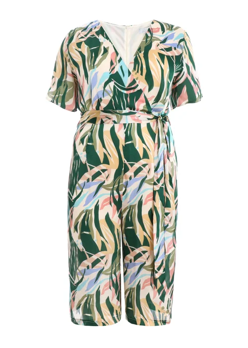 Quiz Multi Curve Tropical Wrap Culotte Jumpsuit - Size 16 Image 4