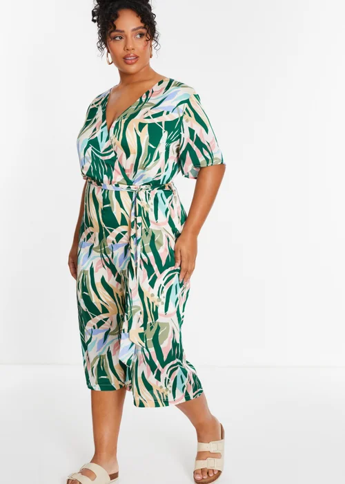 Quiz Multi Curve Tropical Wrap Culotte Jumpsuit - Size 16 Image 3