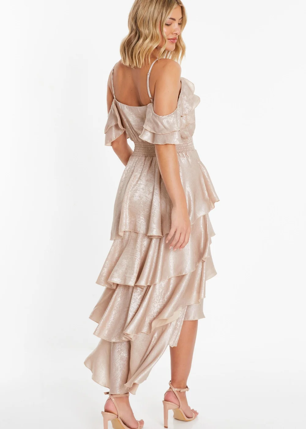 quiz champagne dress Prom Dress Quiz Champagne Dress Champagne Sequin-Print Long Prom Dress With Sheer Leg Champagne