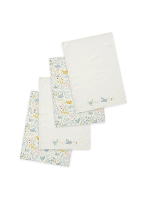 Catherine Lansfield Cottage Friends Cotton Kitchen Tea Towel Pack of 4 (50x75cm) - 50 x 75cm Image 1