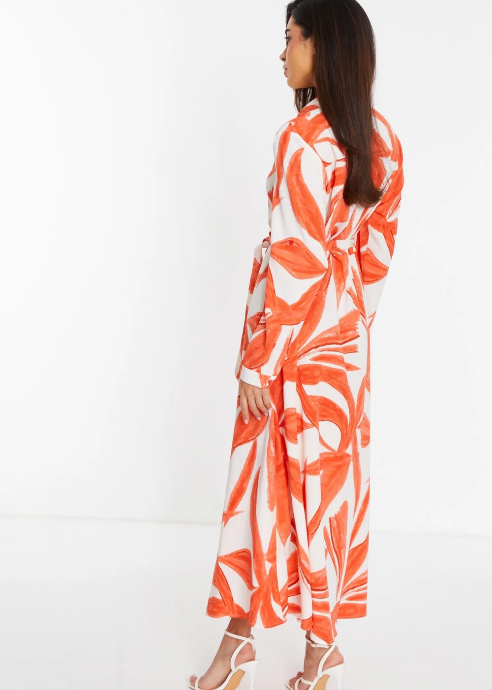 Quiz Orange Tropical Print Shirt Maxi Dress - 4 Image 2