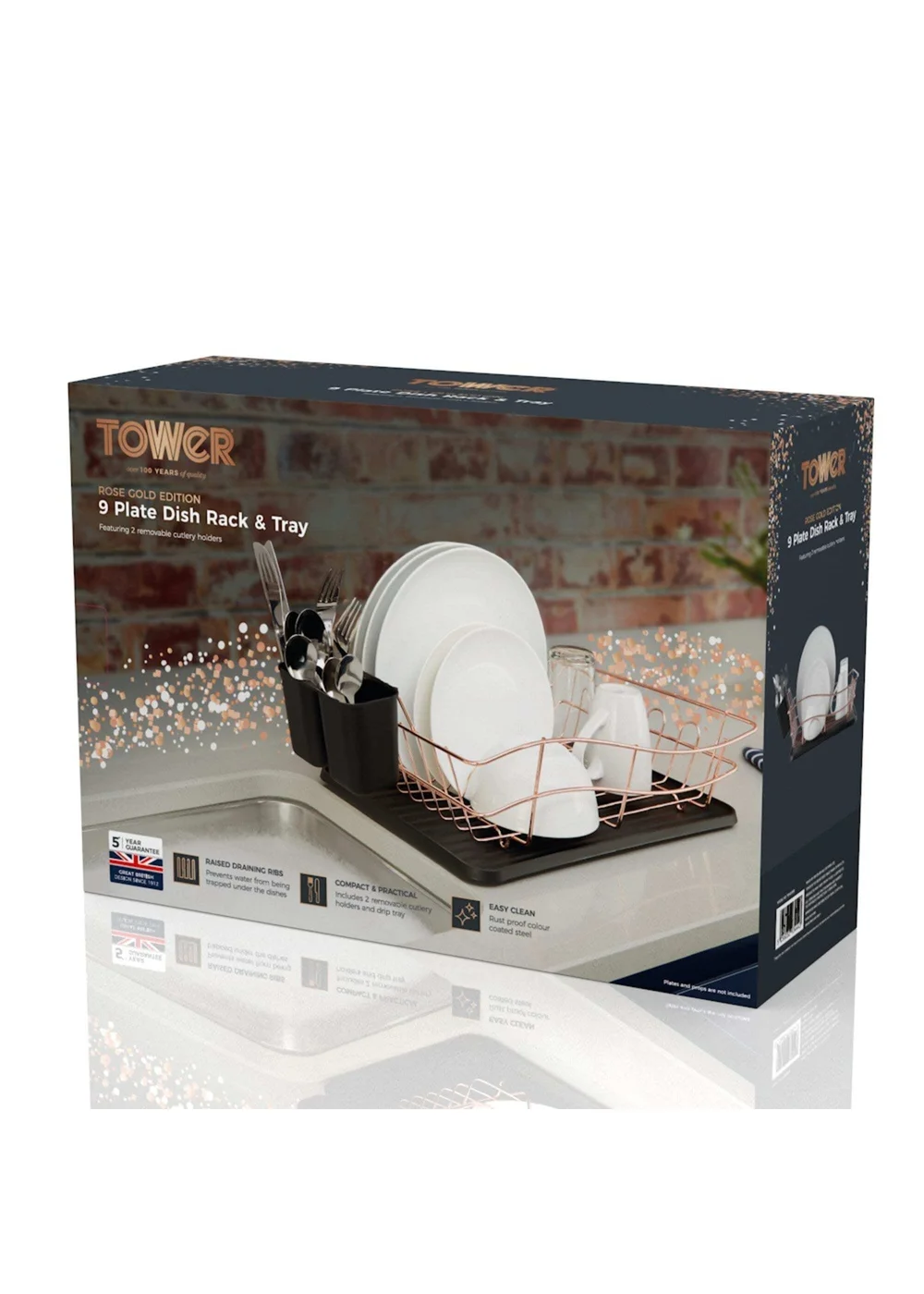 Tower Dish Rack with Tray Rose Gold - One Size Image 5