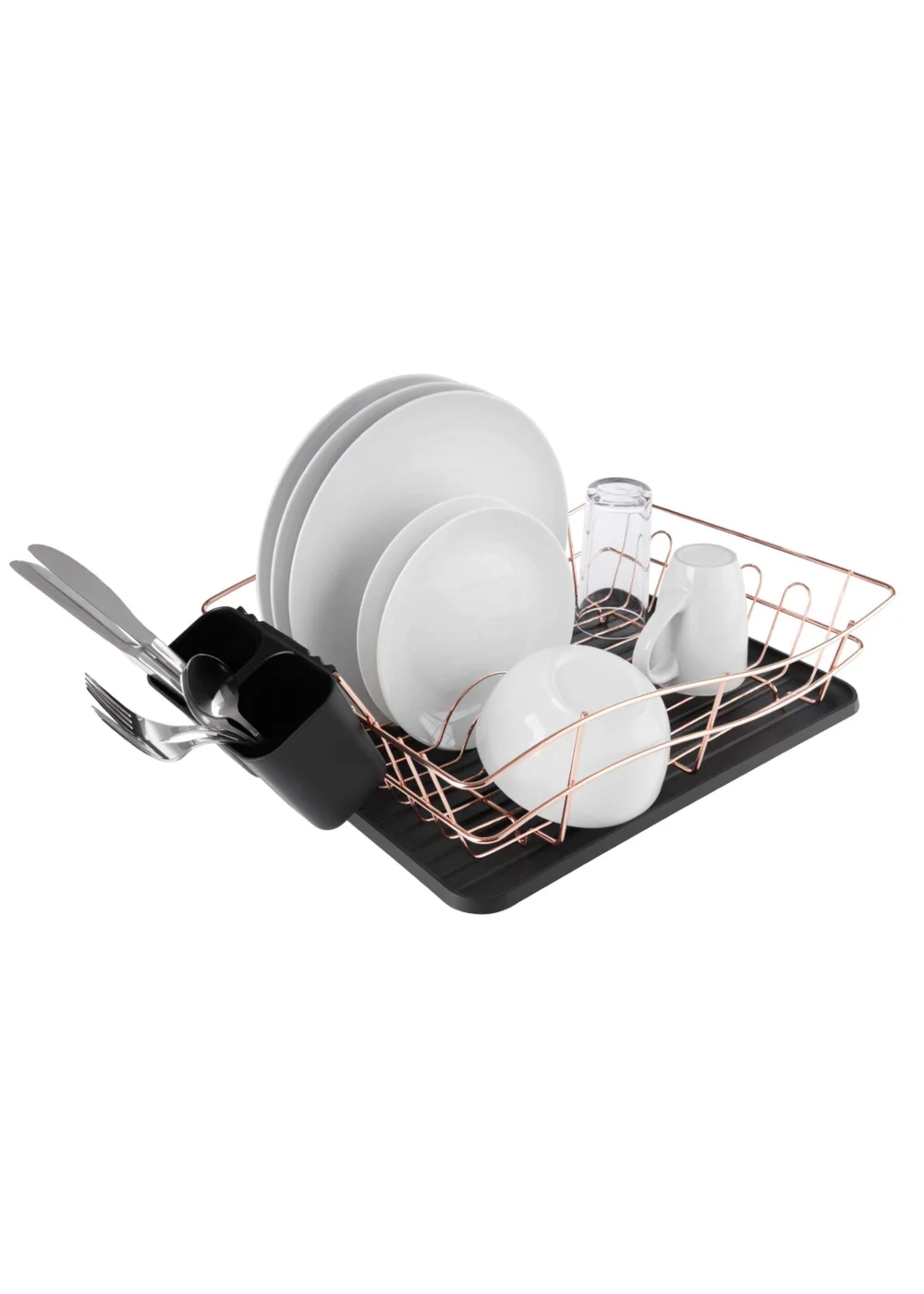Tower Dish Rack with Tray Rose Gold - One Size Image 1