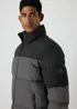 Grey Colour Block Showerproof Puffer Coat - Small Image 3
