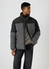 Grey Colour Block Showerproof Puffer Coat - Small Image 1
