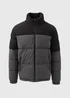 Grey Colour Block Showerproof Puffer Coat - Small Image 4