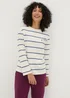 Cream Stripe Paris Long Sleeve Top - Small Image 1