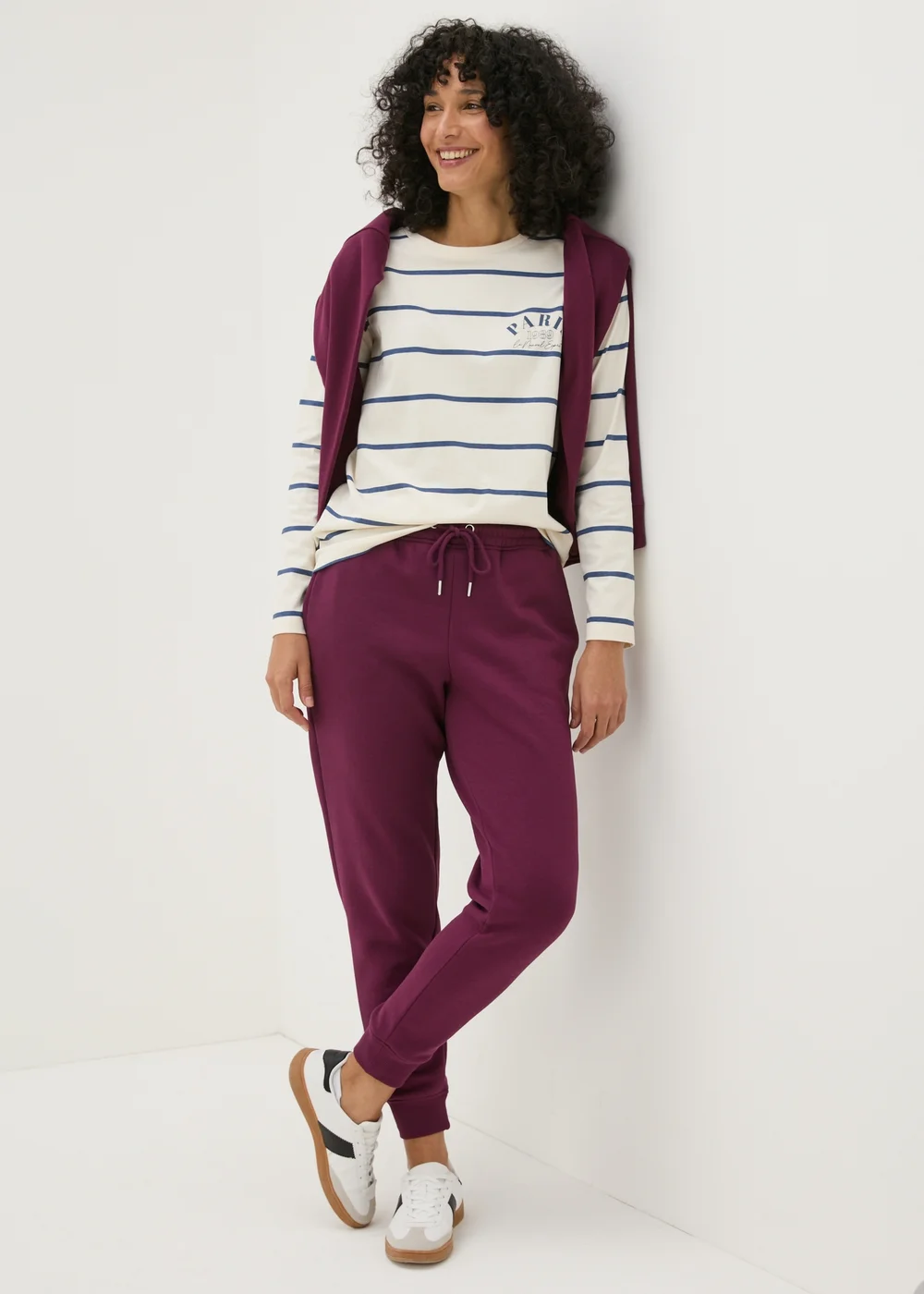 Cream Stripe Paris Long Sleeve Top - Small Image 2
