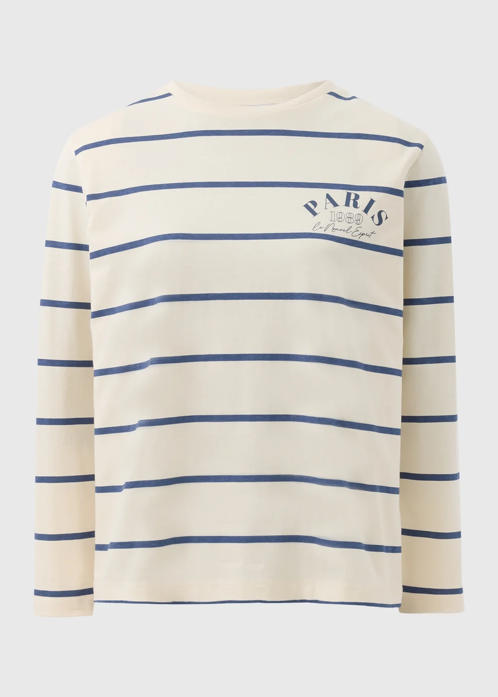 Cream Stripe Paris Long Sleeve Top - Small Image 3