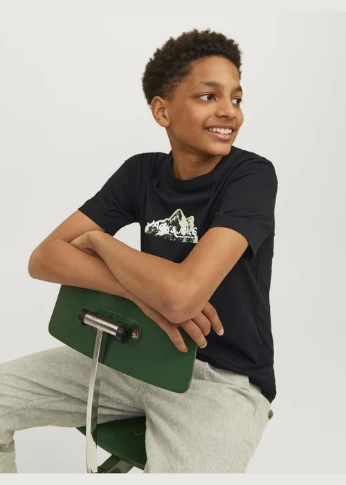 Jack & Jones Black Mountain Logo T-Shirt - 6 Yrs Image 3