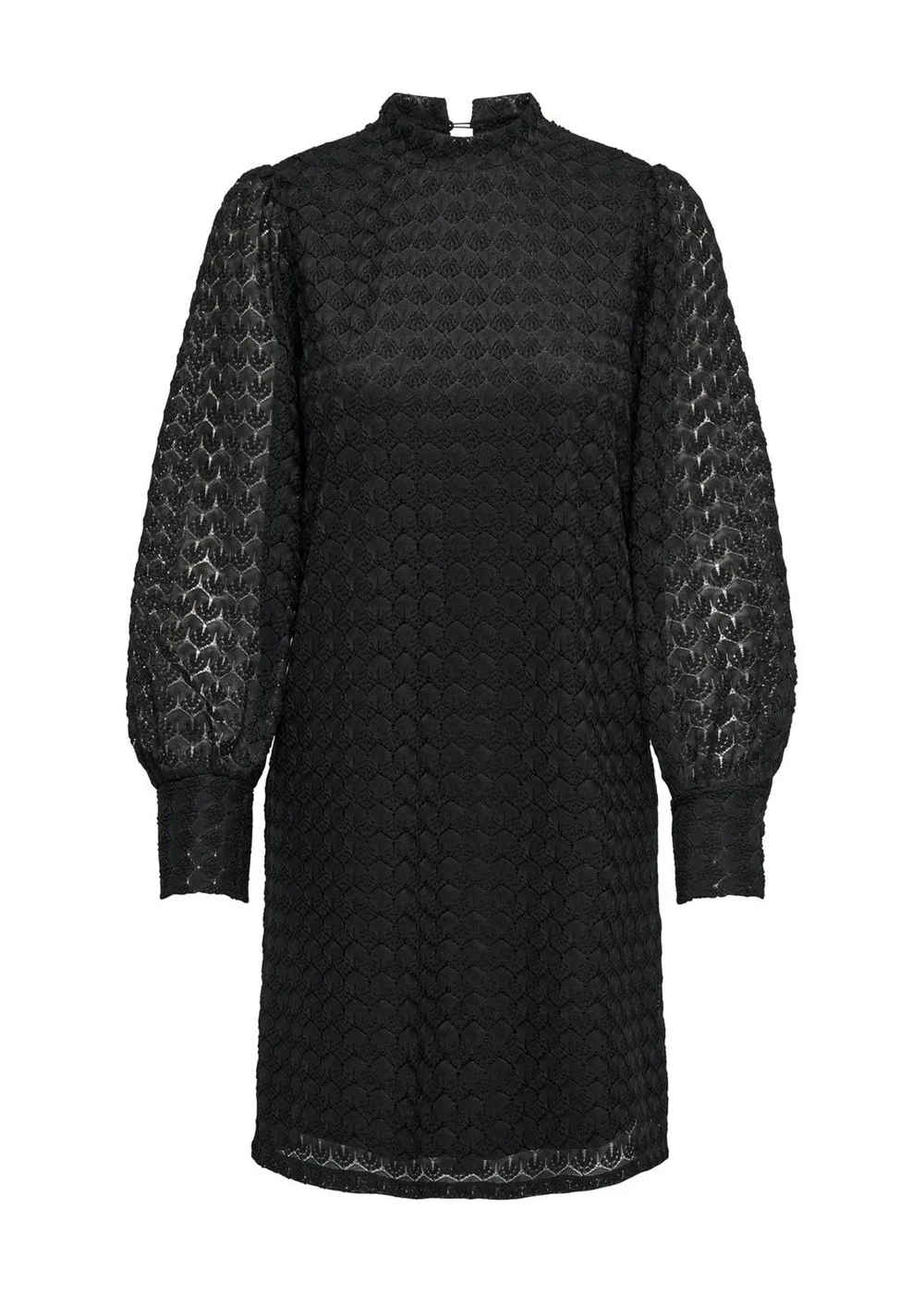 JDY Black Lace High Neck Midi Dress - Size 8 Image 5