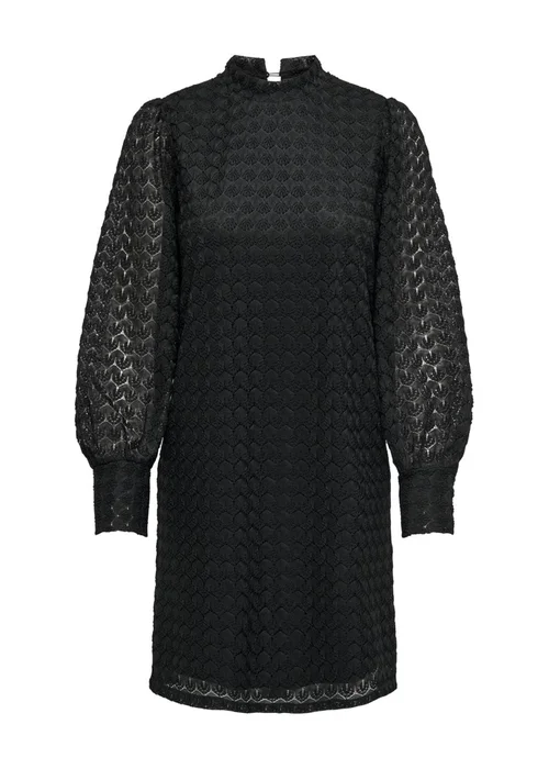 JDY Black Lace High Neck Midi Dress - Size 8 Image 5