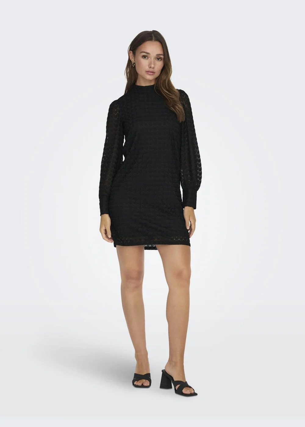 JDY Black Lace High Neck Midi Dress - Size 8 Image 4