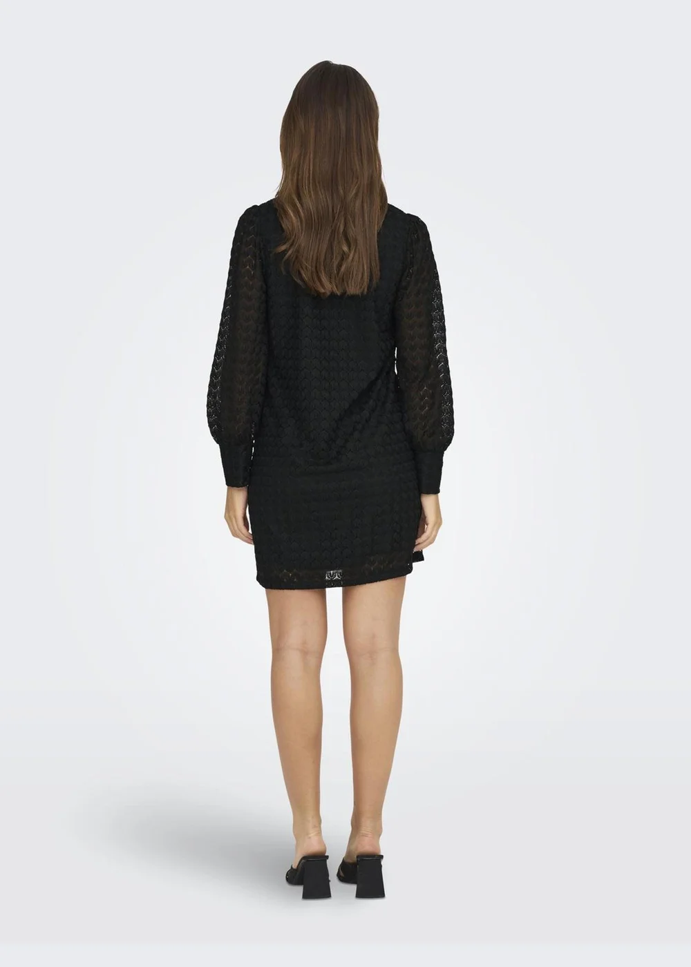 JDY Black Lace High Neck Midi Dress - Size 8 Image 2