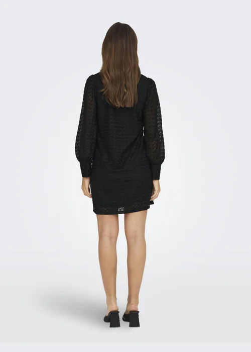JDY Black Lace High Neck Midi Dress - Size 8 Image 2