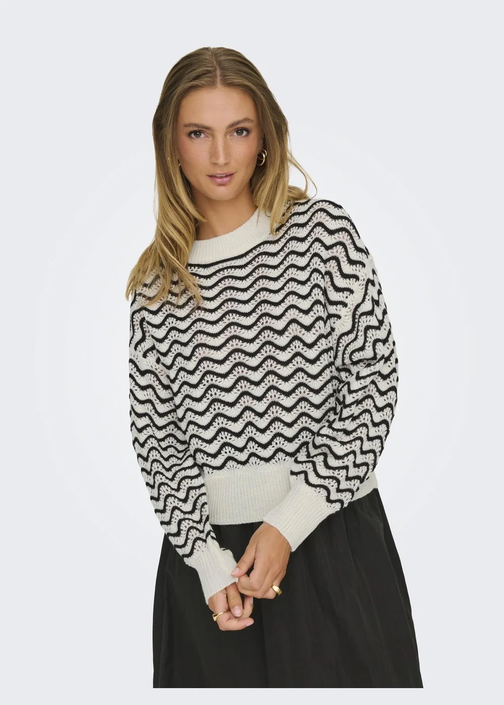 JDY Cream Knit Patterned Jumper - 8 Image 3