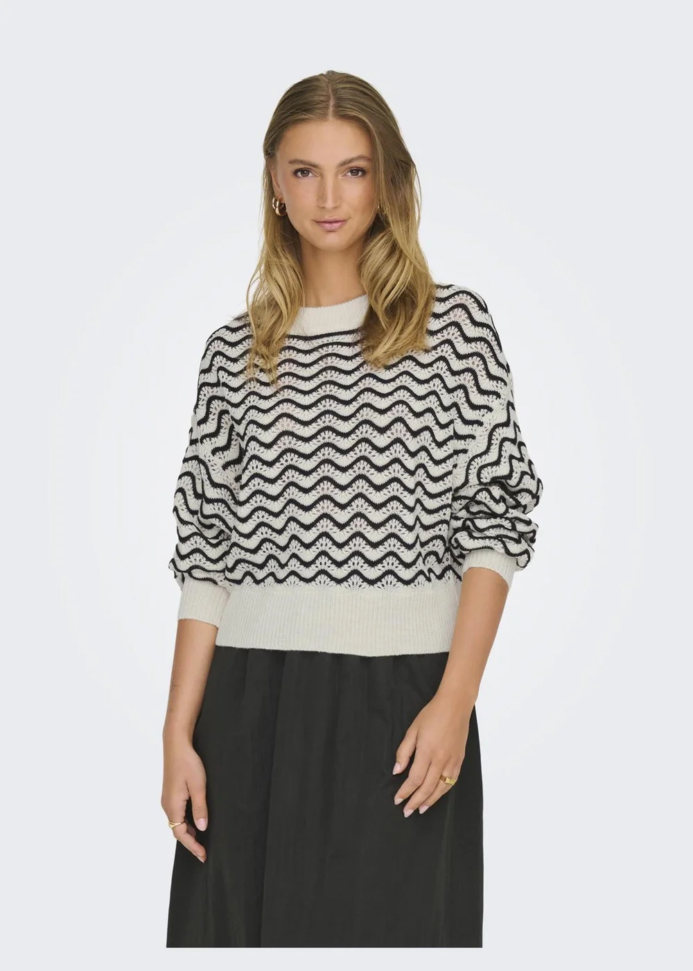 JDY Cream Knit Patterned Jumper - 8 Image 5