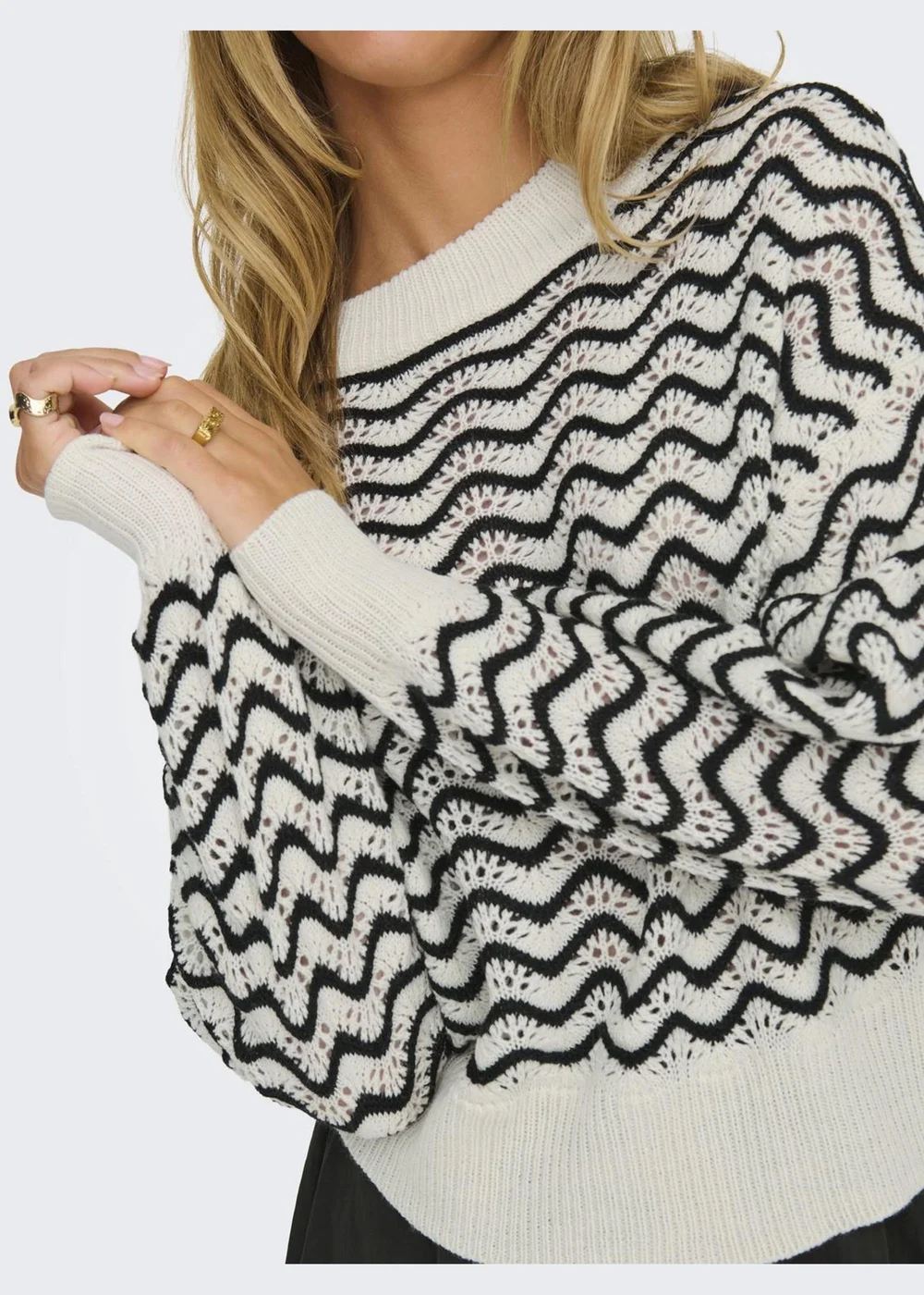 JDY Cream Knit Patterned Jumper - 8 Image 4