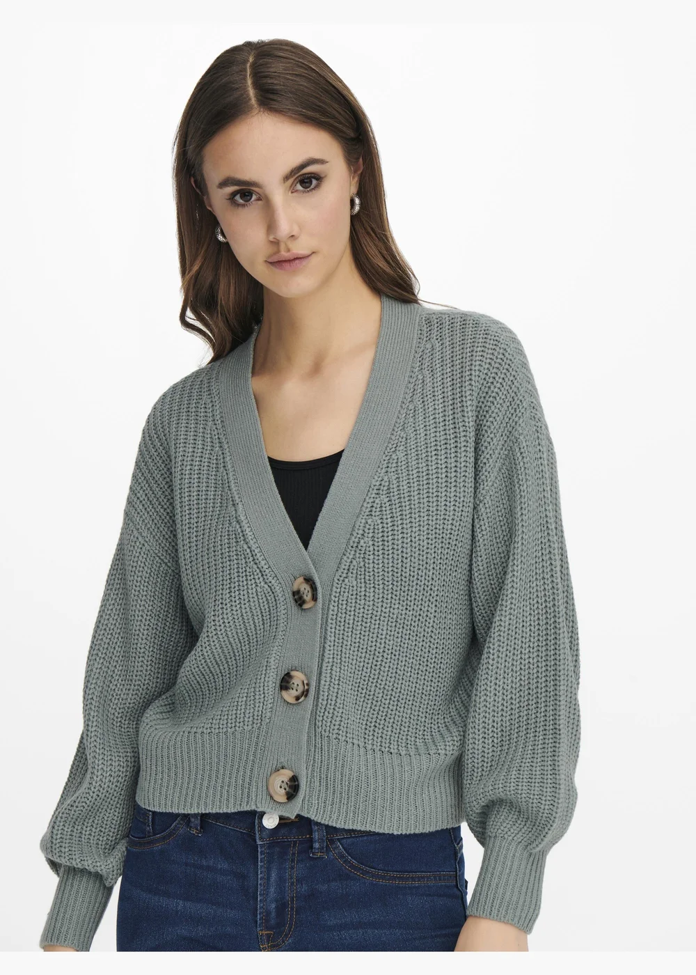 JDY Grey Rib Knitted Cardigan - 8 Image 1