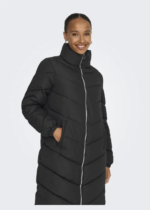 JDY Black Padded Midi Jacket - 8 Image 3
