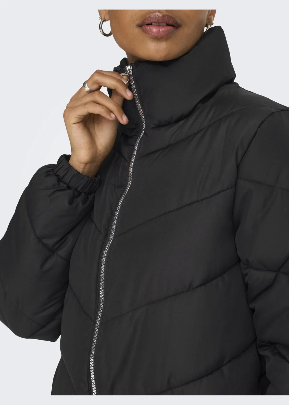 JDY Black Padded Midi Jacket - 8 Image 4
